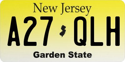 NJ license plate A27QLH