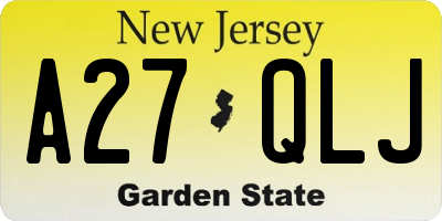 NJ license plate A27QLJ