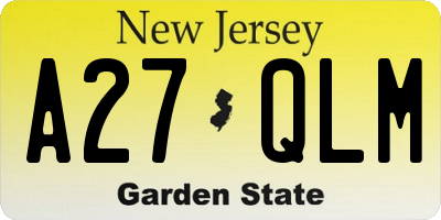 NJ license plate A27QLM