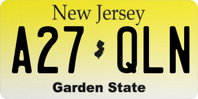 NJ license plate A27QLN