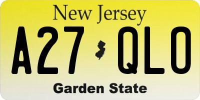 NJ license plate A27QLO