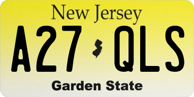NJ license plate A27QLS