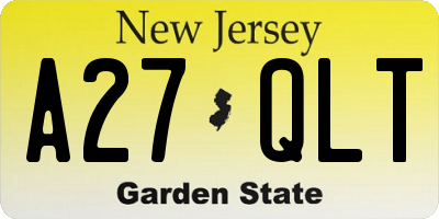 NJ license plate A27QLT