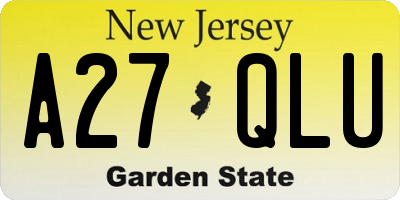 NJ license plate A27QLU