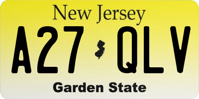 NJ license plate A27QLV
