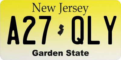 NJ license plate A27QLY