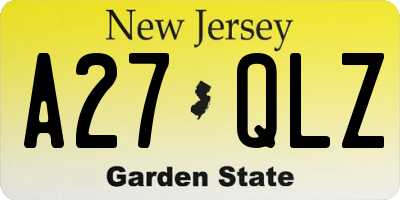 NJ license plate A27QLZ