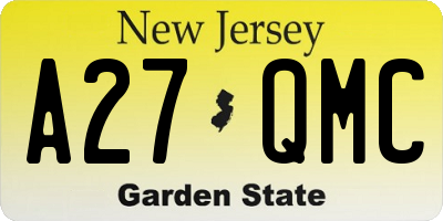NJ license plate A27QMC
