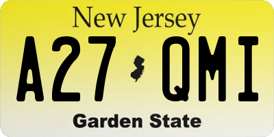 NJ license plate A27QMI