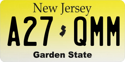 NJ license plate A27QMM