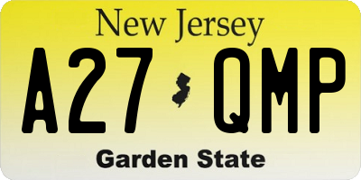 NJ license plate A27QMP