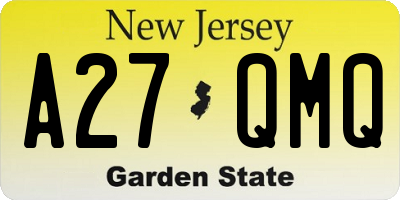 NJ license plate A27QMQ