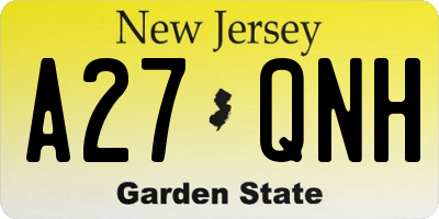 NJ license plate A27QNH