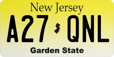 NJ license plate A27QNL
