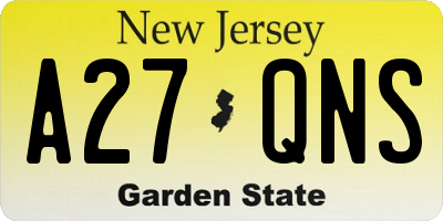 NJ license plate A27QNS