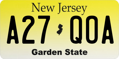 NJ license plate A27QOA