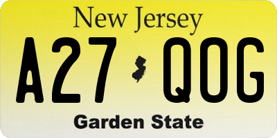 NJ license plate A27QOG
