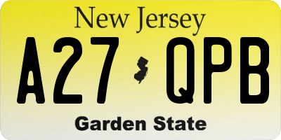 NJ license plate A27QPB