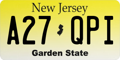 NJ license plate A27QPI