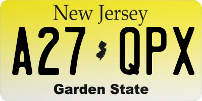 NJ license plate A27QPX