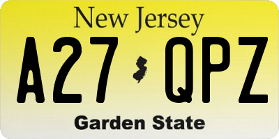 NJ license plate A27QPZ