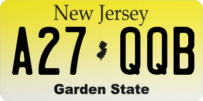 NJ license plate A27QQB