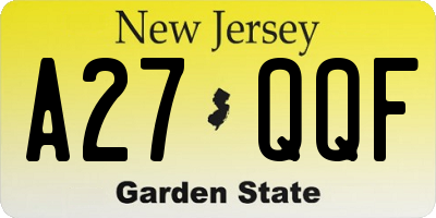 NJ license plate A27QQF