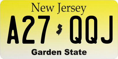 NJ license plate A27QQJ