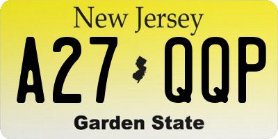 NJ license plate A27QQP