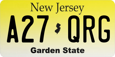 NJ license plate A27QRG