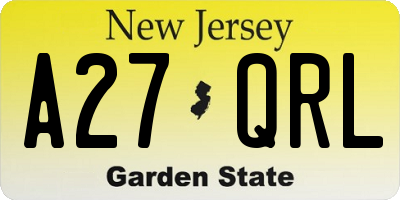 NJ license plate A27QRL