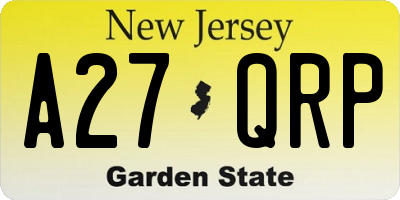 NJ license plate A27QRP