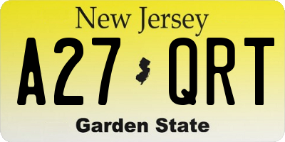 NJ license plate A27QRT
