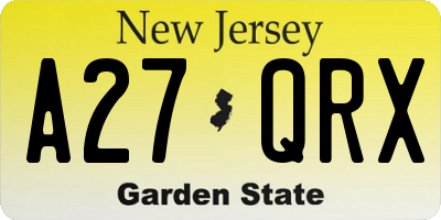 NJ license plate A27QRX