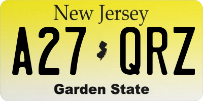 NJ license plate A27QRZ