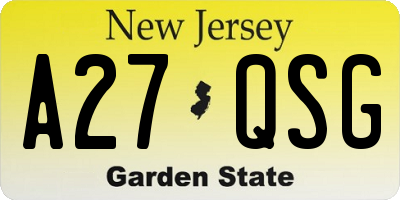NJ license plate A27QSG