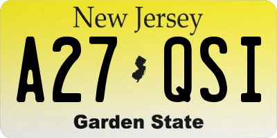 NJ license plate A27QSI