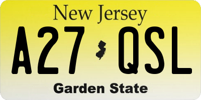 NJ license plate A27QSL