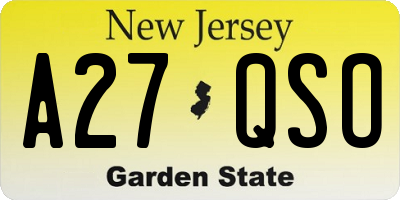 NJ license plate A27QSO