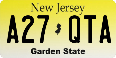 NJ license plate A27QTA