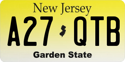 NJ license plate A27QTB