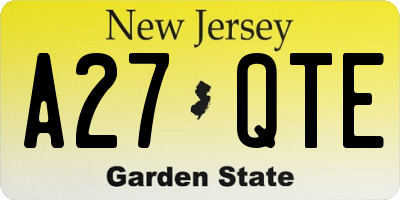 NJ license plate A27QTE