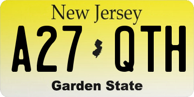 NJ license plate A27QTH