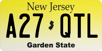 NJ license plate A27QTL