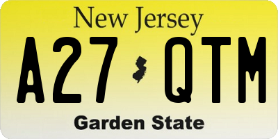NJ license plate A27QTM