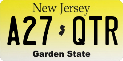 NJ license plate A27QTR