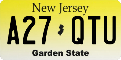NJ license plate A27QTU