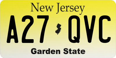 NJ license plate A27QVC