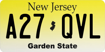 NJ license plate A27QVL