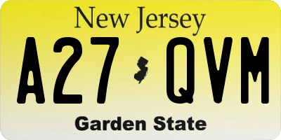 NJ license plate A27QVM